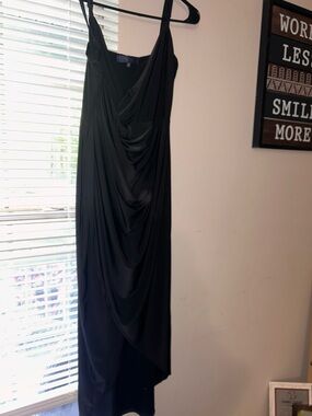 Rachel Black Asymmetrical Draped Slip Dress